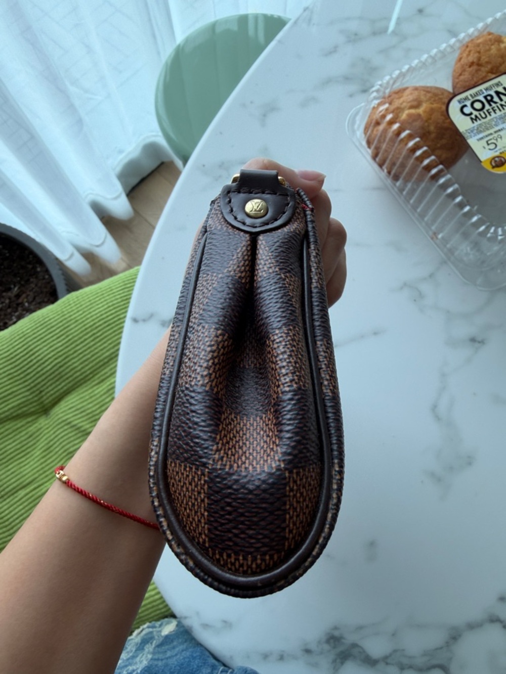Louis Vuitton Brown Damier Ebene Eva Crossbody Pochette with Gold Hardware - Picture 9 of 12
